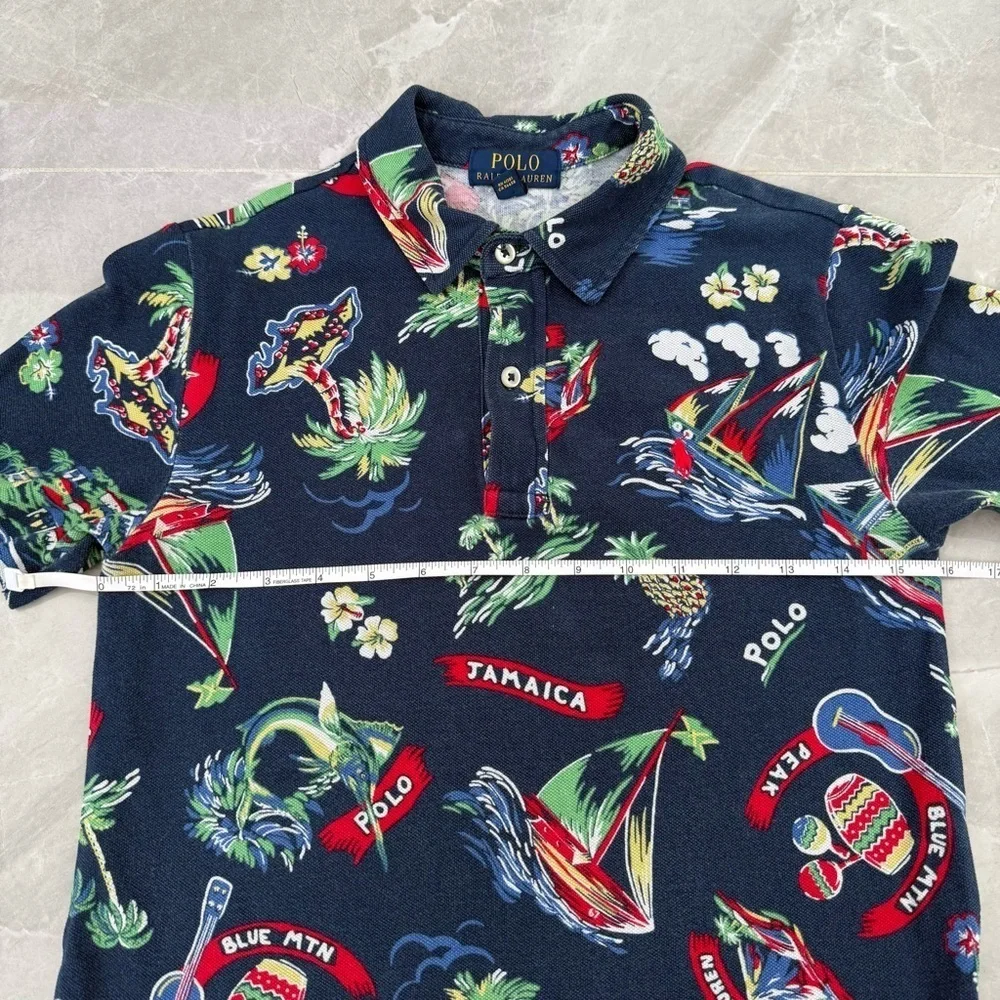 Boys Ralph Lauren Tropical Jamaica 100% Cotton Polo Short Sleeve Shirt Medium - Picture 15 of 16